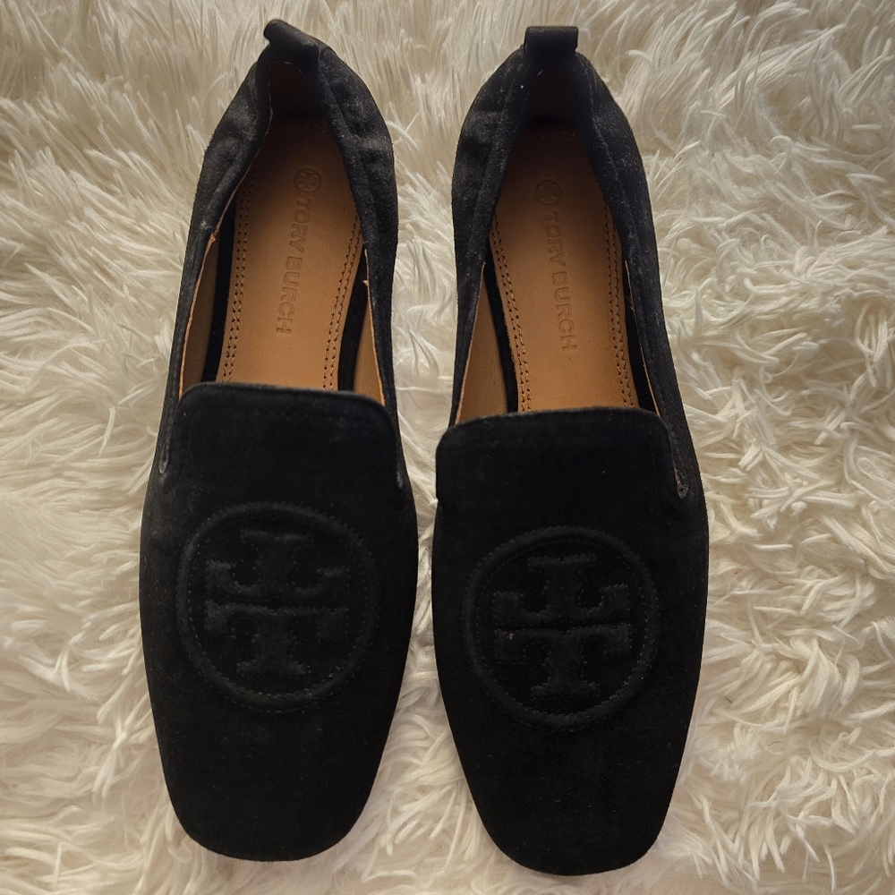 Authentic Tory Burch Womens Black Suede Slip-On Round Toe Loafer Flats Size 6 M - Picture 6 of 8